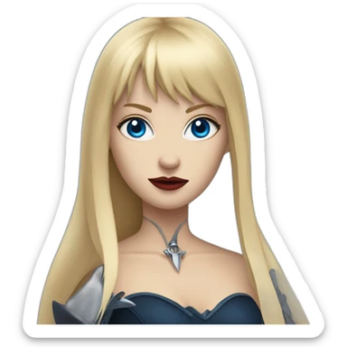 beautiful vampire woman with long blonde hair and blonde straight bangs and blue eyes wielding knives sticker
