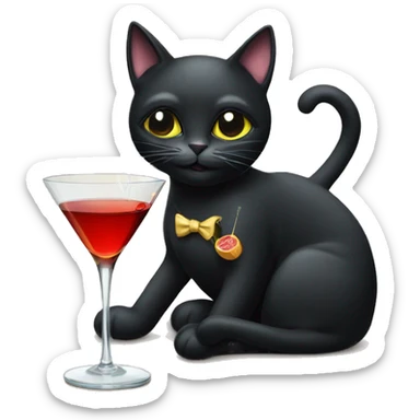 Black cat smoking and drinking a martini she’s a lady cat  sticker