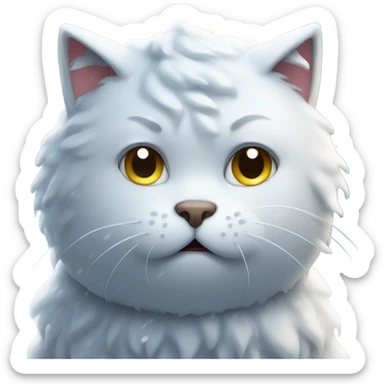 sad cat getting snowed on sticker