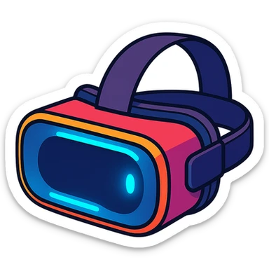 virtual reality headset, modern, immersive, glowing blue accents, vibrant toon style sticker