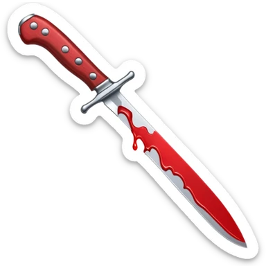 A blood dripping knife pointed to the left, in the style of your bleeding skull art sticker