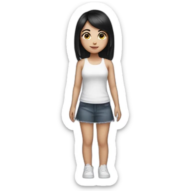 Girl with black hair with white skin and wings sticker