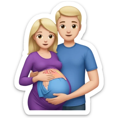Boyfriend holding pregnant girlfriends belly sticker