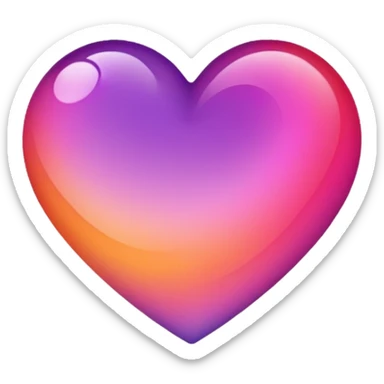 This emoji shows a stylized heart shape rotated 90 degreesIt features a smooth gradient blending warm orange, pink, and purple tones, creating a soft and vibrant look.  sticker
