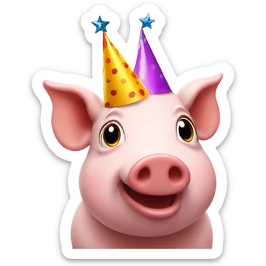 Hog with birthday hat sticker