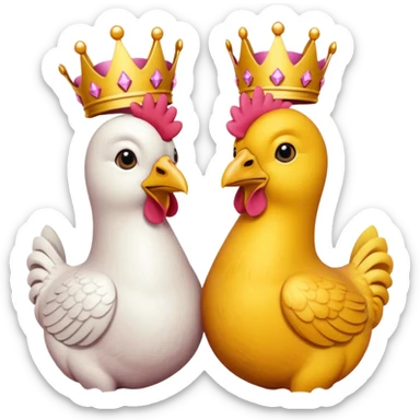 Dos pollos uno con un moño y el otro con una corona  sticker