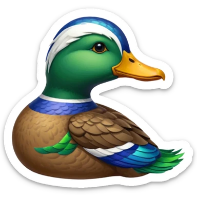 Mallard duck, pixel art sticker