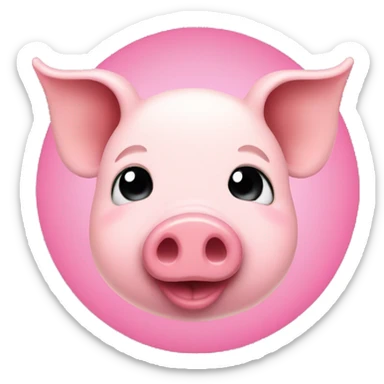 Pink circle pig with heart eyes sticker