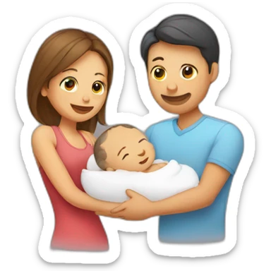newborn with parents sticker
