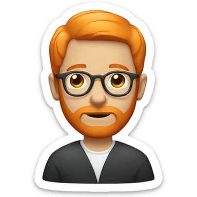 white man with orange beard and short orange hair as he praying and with orange glasses on sticker