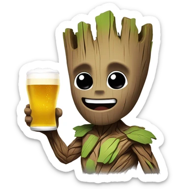Groot with a beer in his hand sticker
