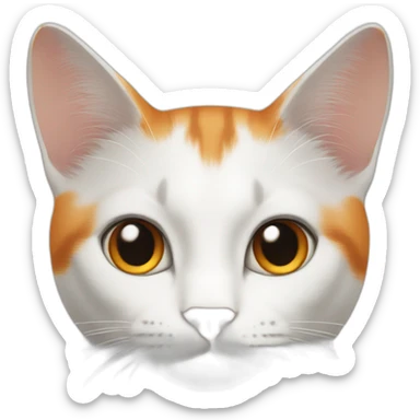White and black and orange cat sticker