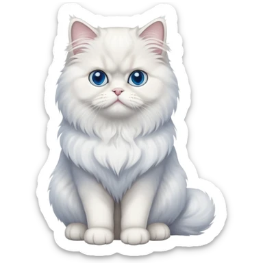 Persian cat full body sitting with blue eyes sticker