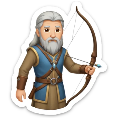 old aged archer dont wear him dress, he should be in long hair , long beard sticker
