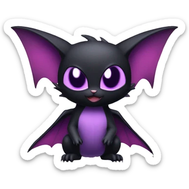 Cool Cute Edgy Dark Black Red Purple Batty Chibi Noibat-Cat-Pokémon-Fakémon-hybrid sticker