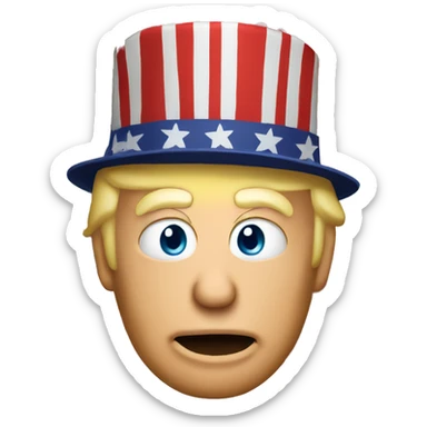 Donald trump emoji with a american hat on sticker