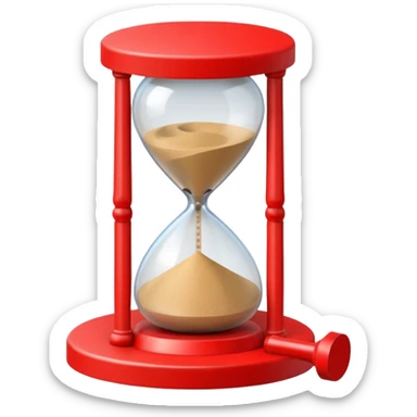 hourglass with a red stop sign sticker