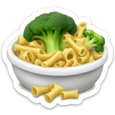 dish with macaroni and pieces of broccoli sticker