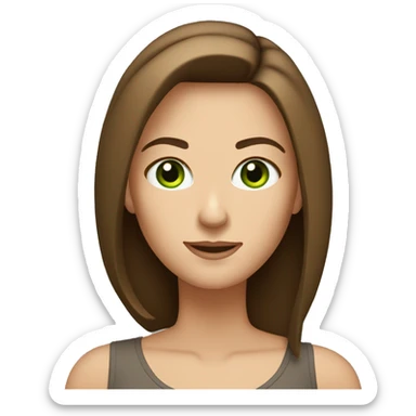 pretty middle age woman with green eyes and shoulder length straight brown hair sticker