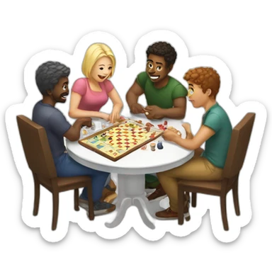Four white friends playing board game sticker