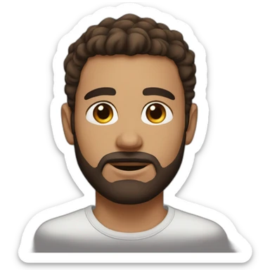 man face, with brown beard, brown eyes, a septum piercing, brown short hair sticker