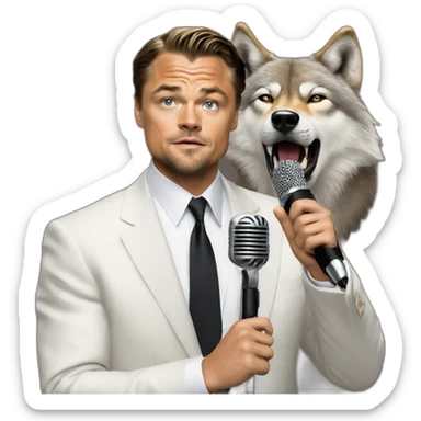wolf of wallstreet (Dicaprio) holding microphone sticker