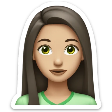 Brunette girl with straigth hair and green eyes  sticker
