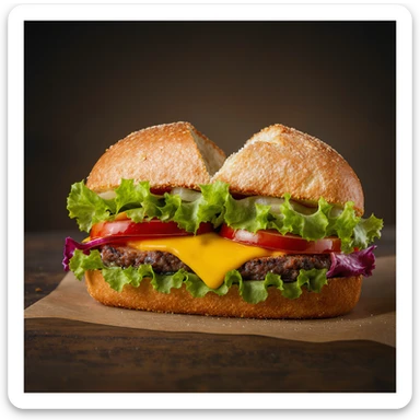 heart-shaped sandwich, professional photography style sticker