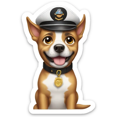 Dog with captain hat  sticker