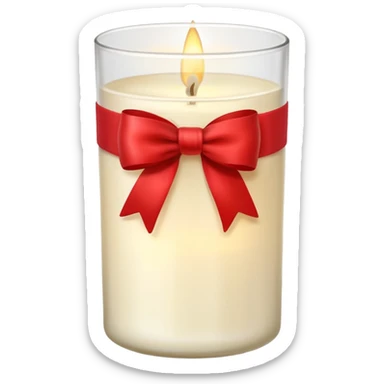Soft vanilla long glass candle, with little red bow sticker