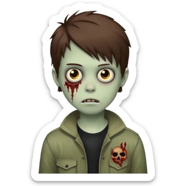 boy zombie with brown hair emo sticker