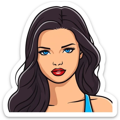 Adriana Lima, beautiful Brazilian supermodel with long dark hair and blue eyes sticker