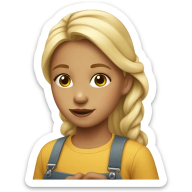 Niña rubia pintando sticker