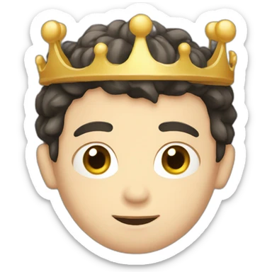 wawy dark hair white boy with a crown sticker