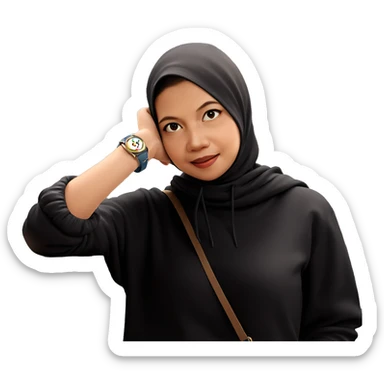 smiling girl outdoors with watch sticker