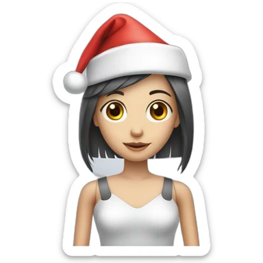ai girl-robot with santa hat sticker