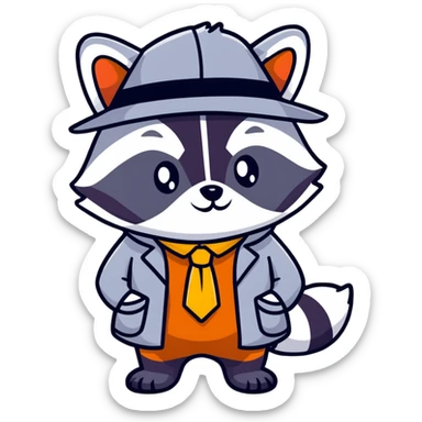 Raccoon detective solving a mystery sticker