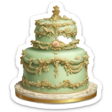 highly detailed sage rococo cake sticker