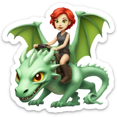 [politically incorrect, (
	{ female, alien, color: light green, hair:red, eyes:cat} ]
	on a 
	[{ dragon: white}]) sticker