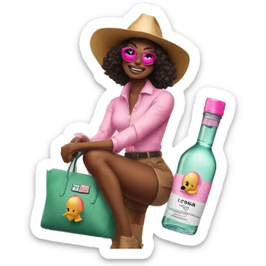 Preppy Lorax with Sephora bag and drunk elephant bottle in hand and pink cowgirl hat  sticker