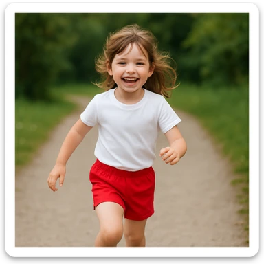 Make the girl's outfit red shorts and a white short-sleeved t-shirt sticker