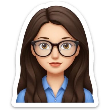 Pretty brunette long haired woman with glasses sticker