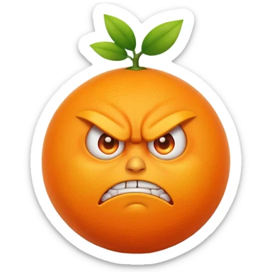 An angry orange emoji with furrowed brows, vibrant and colorful style. sticker