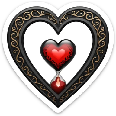 goth themed heart with a dark hourglass sticker