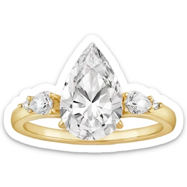 Pear cut engagement ring gold band sticker