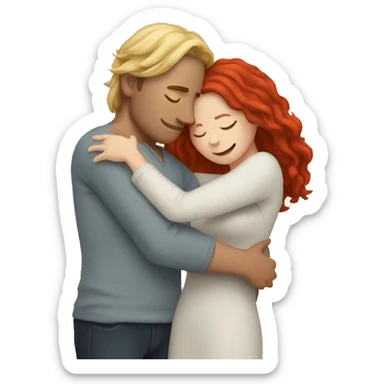 White Man with long hair hugging a white red hair woman sticker