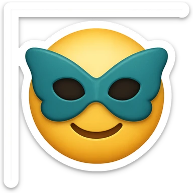 yellow face with teal butterfly mask emoji, digital illustration sticker