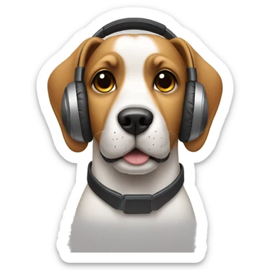 dog wearing headphones sticker