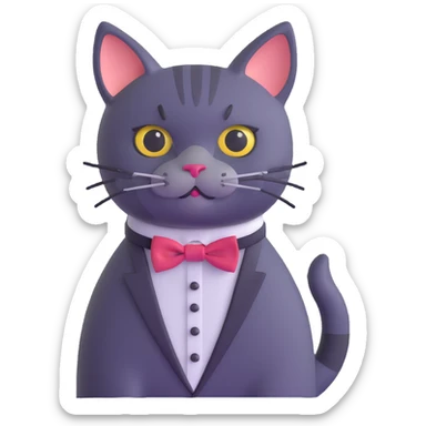 cat wearing a fancy bow tie sticker