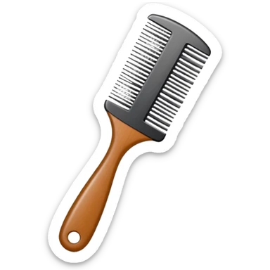 hand holding a comb with tidy hair, clean and friendly sticker